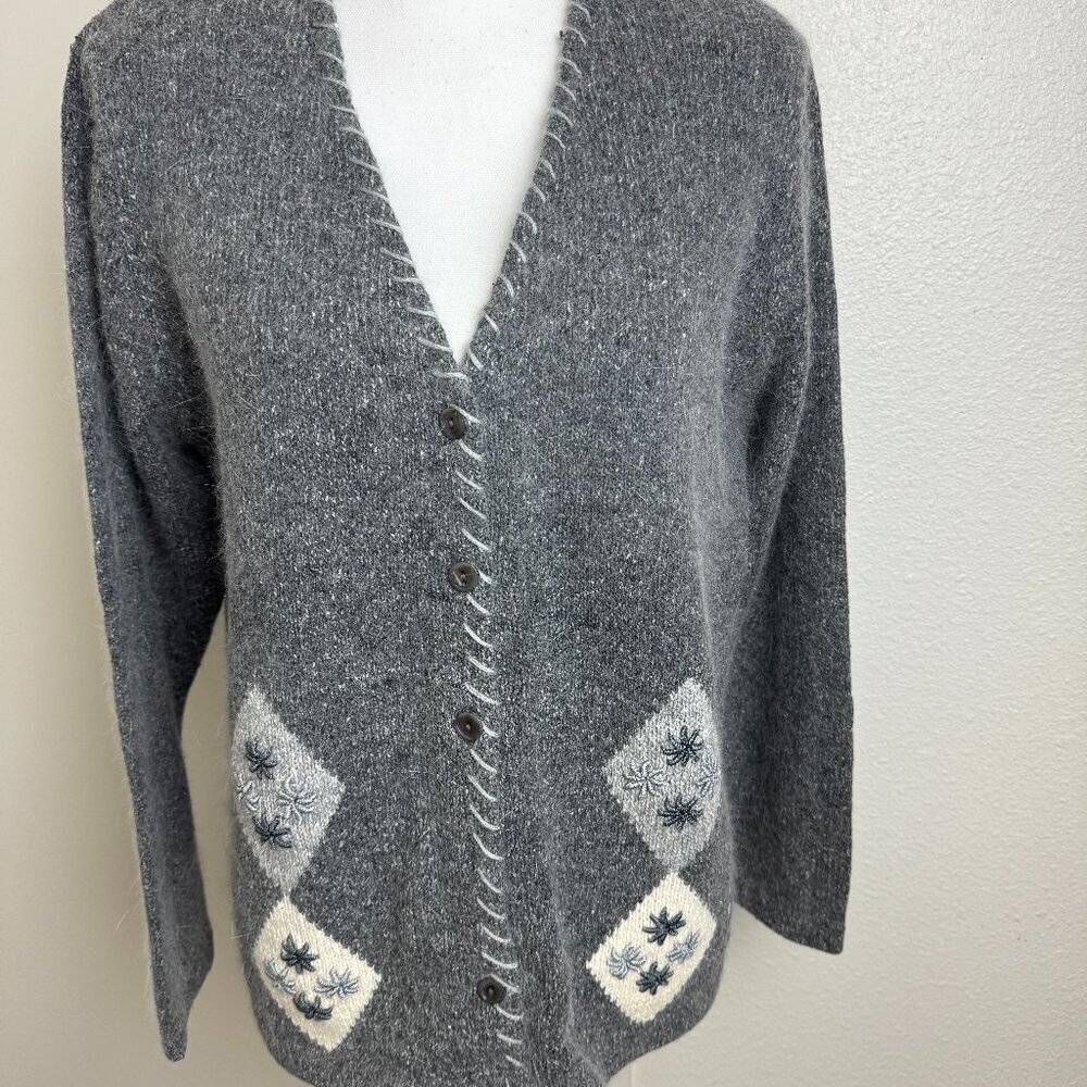 Vintage Garland Silk Angora Wool Blend Cardigan  Buttons Sweater Size L